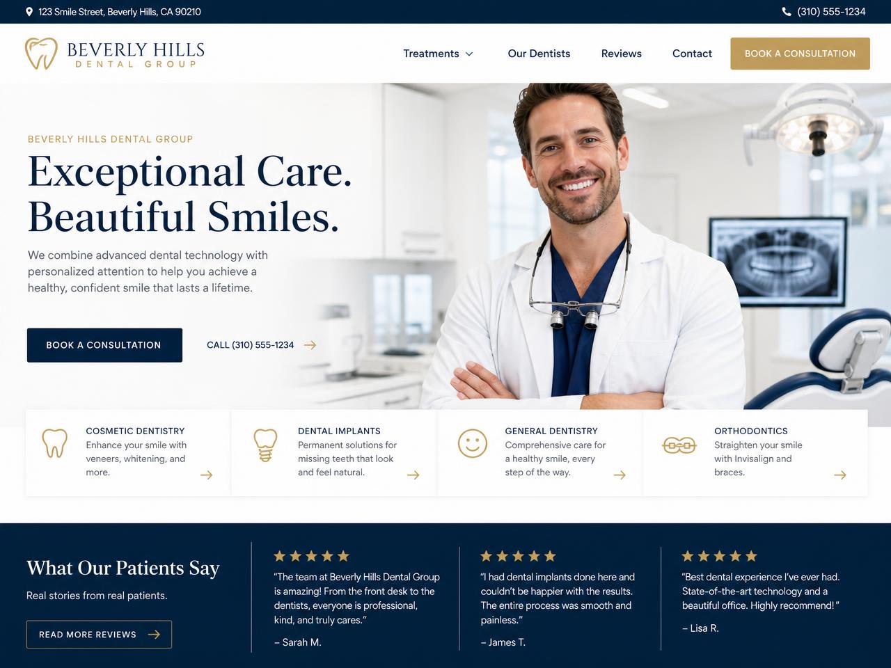 Dental clinic website demo designed by Ecom Pro Associates