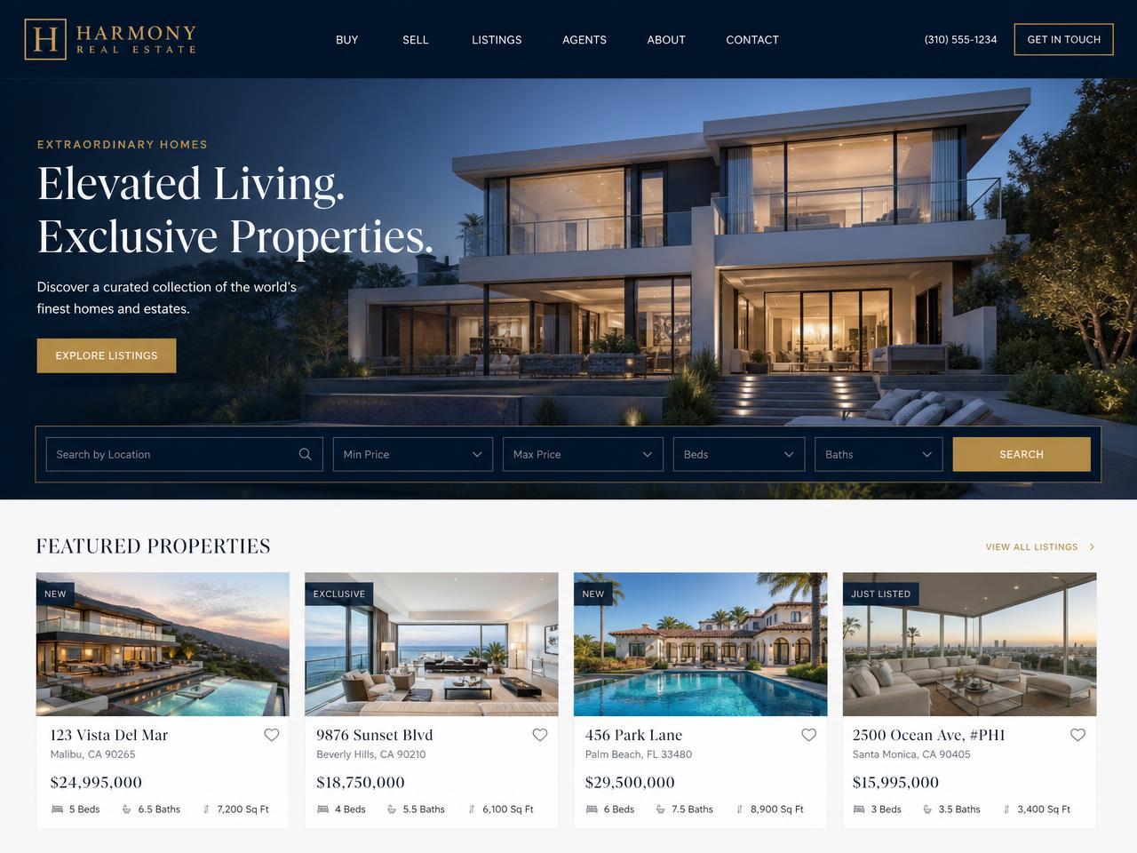 Real estate website demo designed by Ecom Pro Associates
