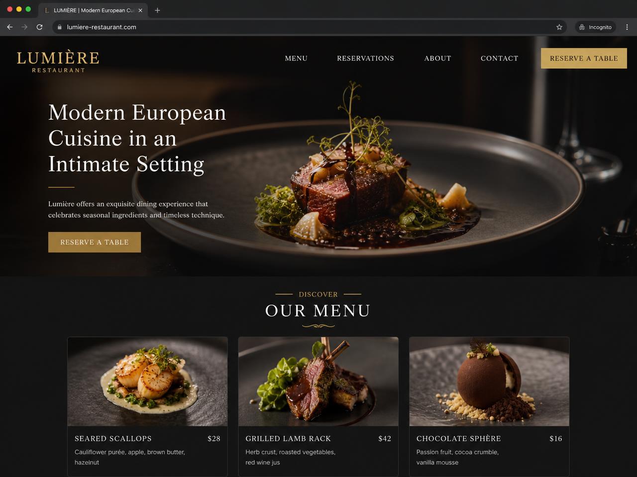 Restaurant website demo designed by Ecom Pro Associates