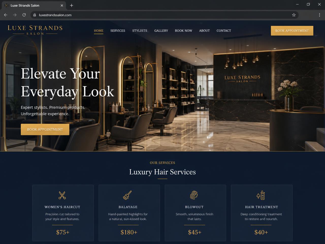 Salon website demo designed by Ecom Pro Associates